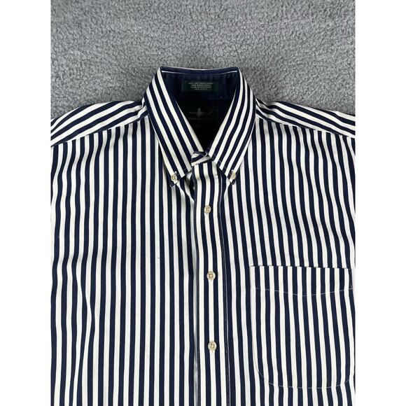 Hunt Club Collection Shirt Mens Large Blue & White Stripes Button Up Collar VTG - Picture 3 of 12